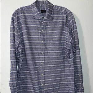 Men's XL Alton Lane Button-Down Striped Men's Shirt - Blue w/ white/gray stripes